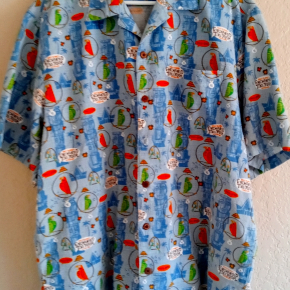 Disneyland resort enchanted tiki room button up